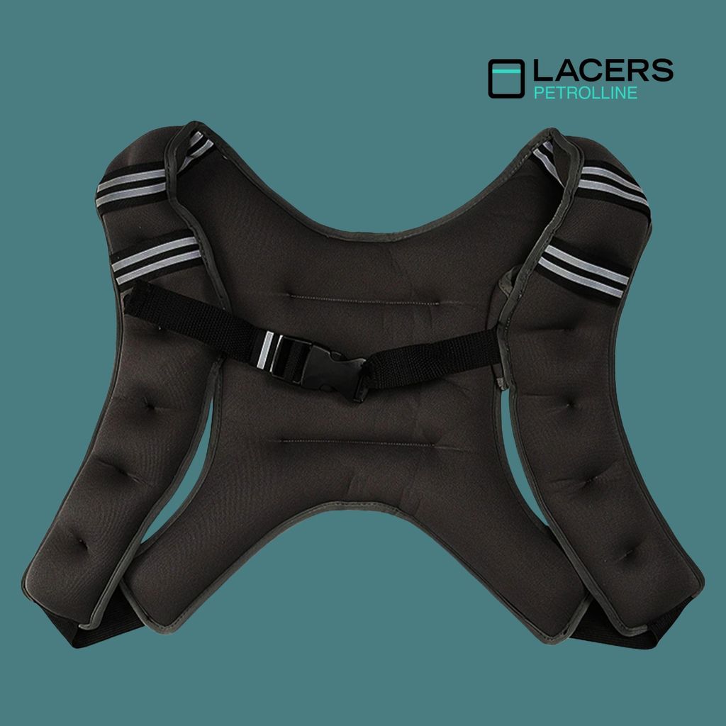 Lacers Petrolline verstellbare Gewichtsweste 10Kg - Neopren-Weste mit Schulterpolstern, reflektierenden Streifen und Tasche