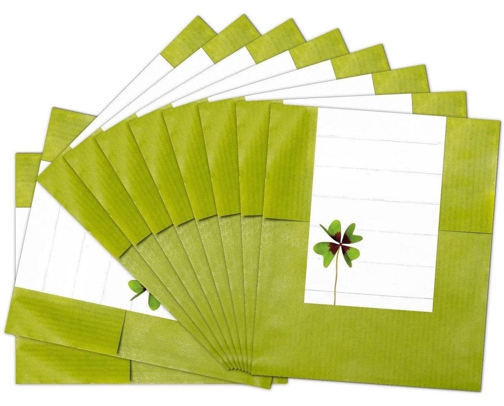 Logbuch-Verlag 25 kleine Papiertüten grün mit Aufkleber zum Beschriften weiß mit Kleeblatt - Mini Geschenktüten aus Papier