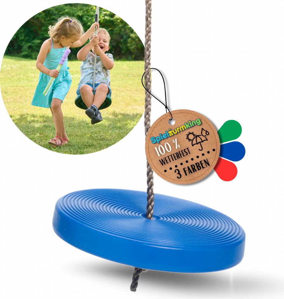 Spielturmking Schaukelsitz Kunststoff LILIA Tellerschaukel wetterfest - Robuste Schaukel für Spielturm & Garten - Blau 32551-32