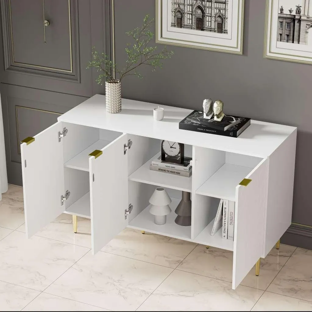 Buffet blanc 127cm : Rangez tout avec style grâce à ses 6 compartiments