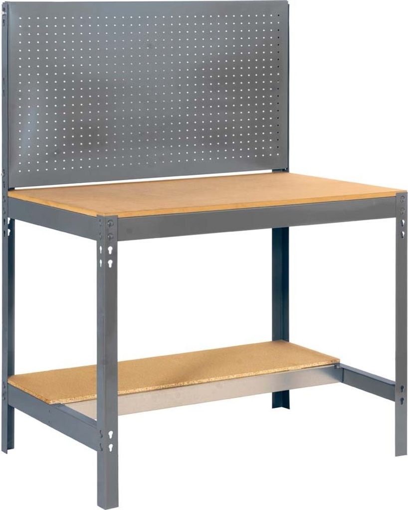 PROREGAL Werkbank BUFFALO mit Werkzeugwand | HxBxT 84x90x61cm | Traglast 400kg | Grau