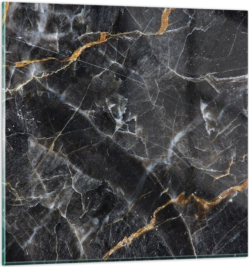 Bilder auf glas - Einteilig - Marmor Stein Schwarz - 40x40cm - Glasbilder - Wandbilder - Bilder - zum Aufhängen bereit - Wanddekoration aus Glas -...