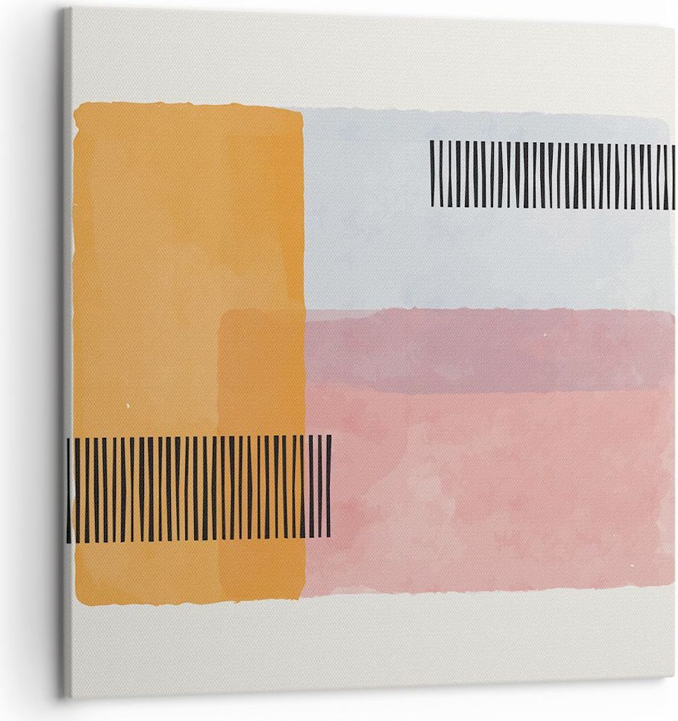 Bild auf Leinwand - Leinwandbild - Einteilig - Aquarell Rechtecke Linien - 50x50cm - Wand Bild - Wanddeko - Wandbilder - Leinwanddruck - Bilder - W...