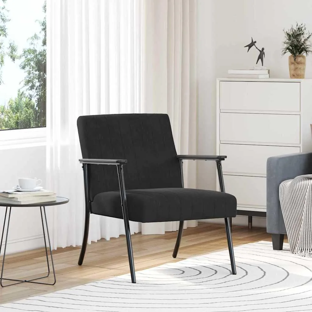 vidaXL Poltrona nera 59 x 75 x 78 cm in velluto - 2