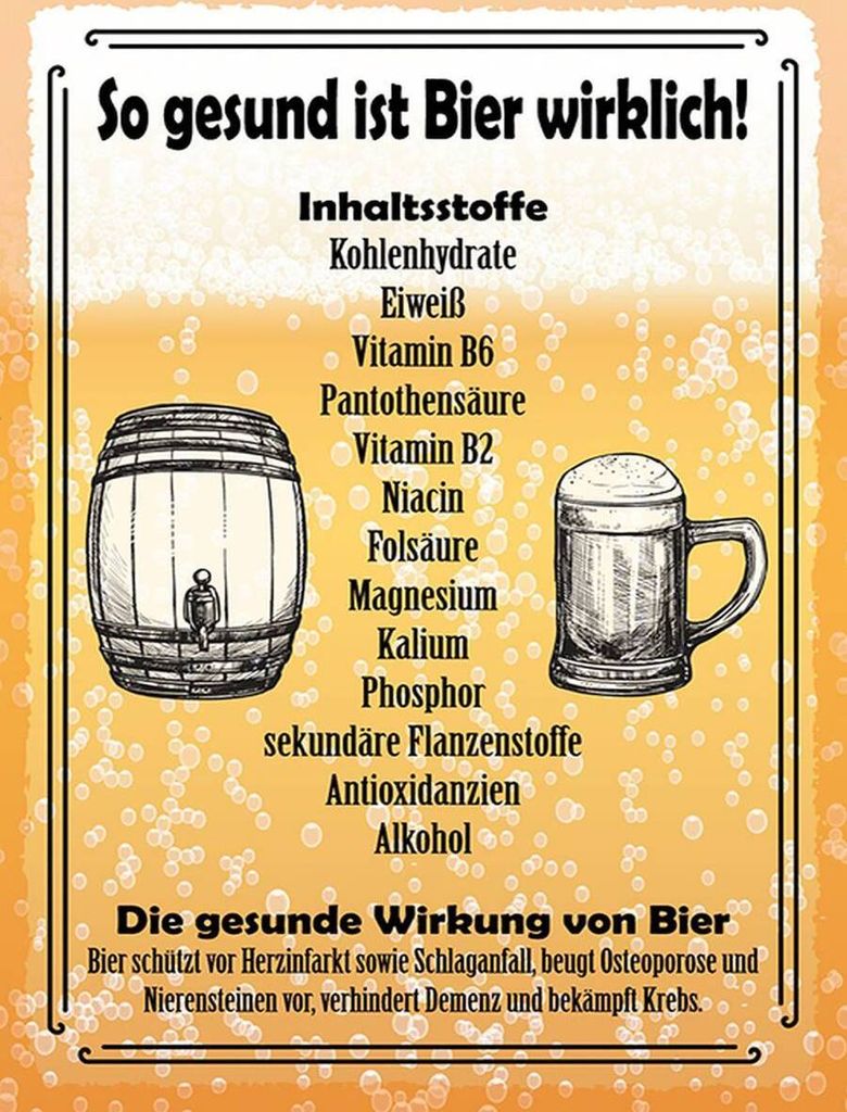 vianmo Holzschild 40x30 cm so gesund ist Bier wirklich