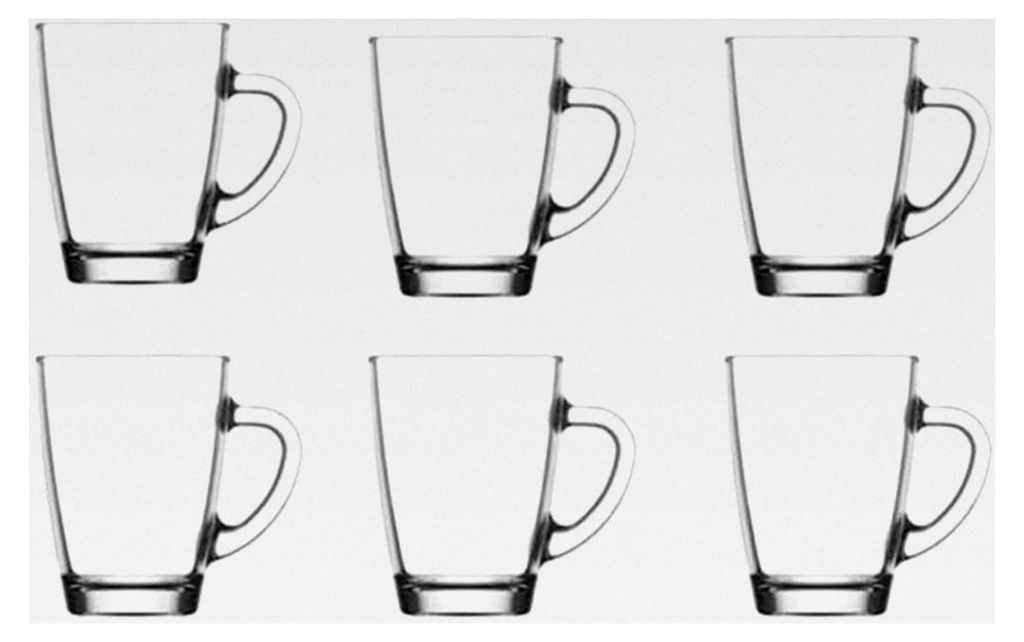 6 Latte Macchiato Gläser mit Henkel und Löffel - 300 ml - Lange Wärmehaltung - Geeignet für Kaffeevollautomaten - Spülmaschinenfest