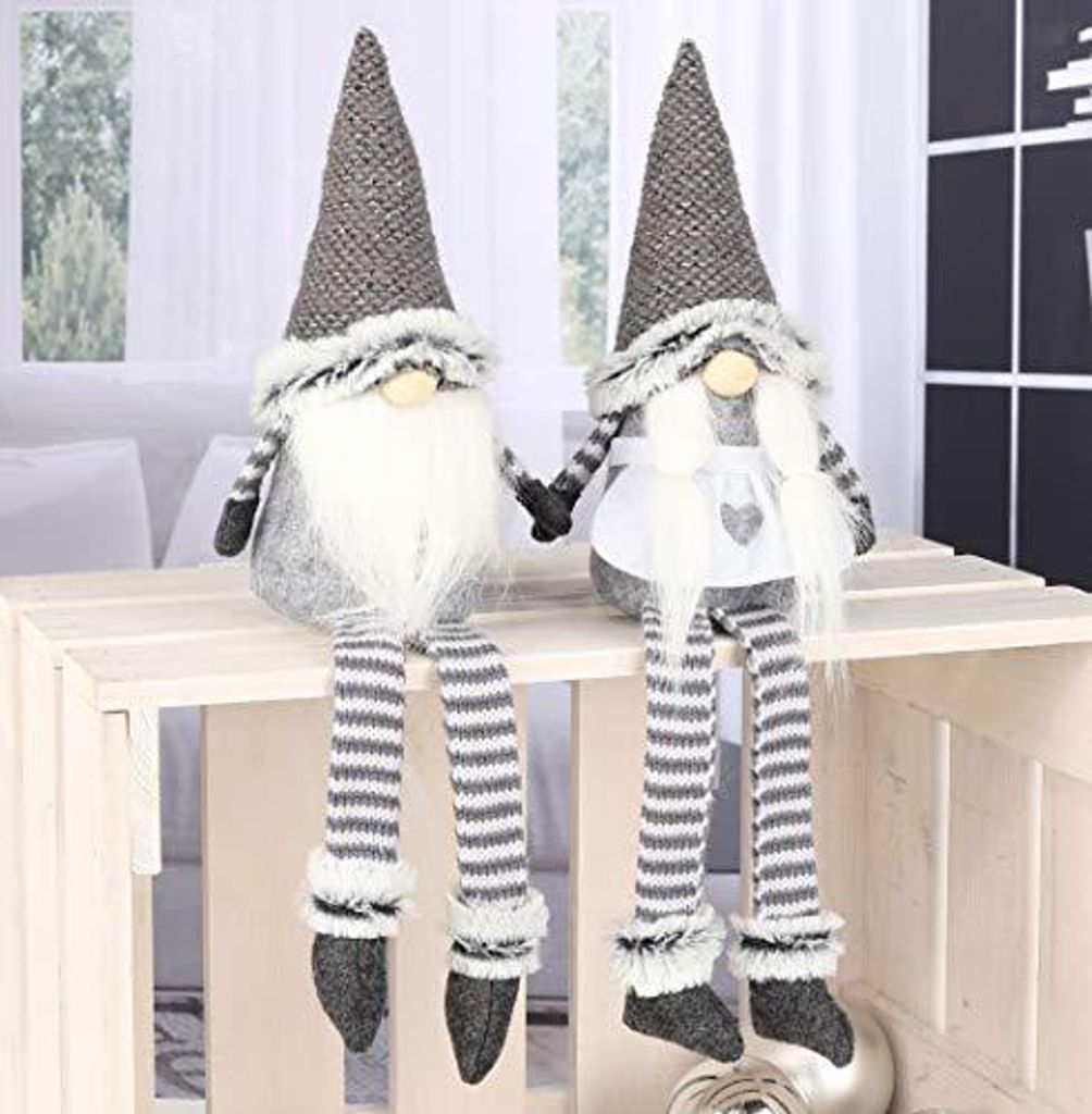 Wichtel Deko 2er Set 44cm sitzend - Weihnachtsmann & Produktbild 