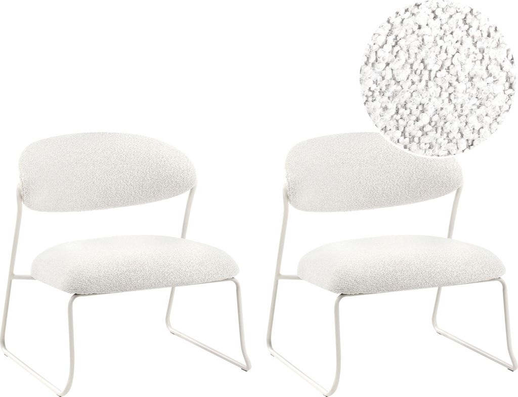 BELIANI Sessel 2er Set Cremeweiß Stoff mit Metallbeinen Ohne Armlehnen Modernes Design Minimalistisch für Esszimmer