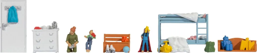Comment animer une maquette H0 ? Figurines chambre d'enfant réalistes
