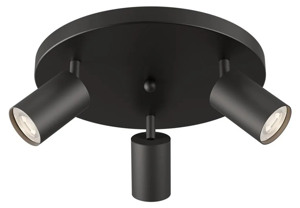 Spot de plafond LED Braytron à 3 têtes GU10 noir orientable à 350°