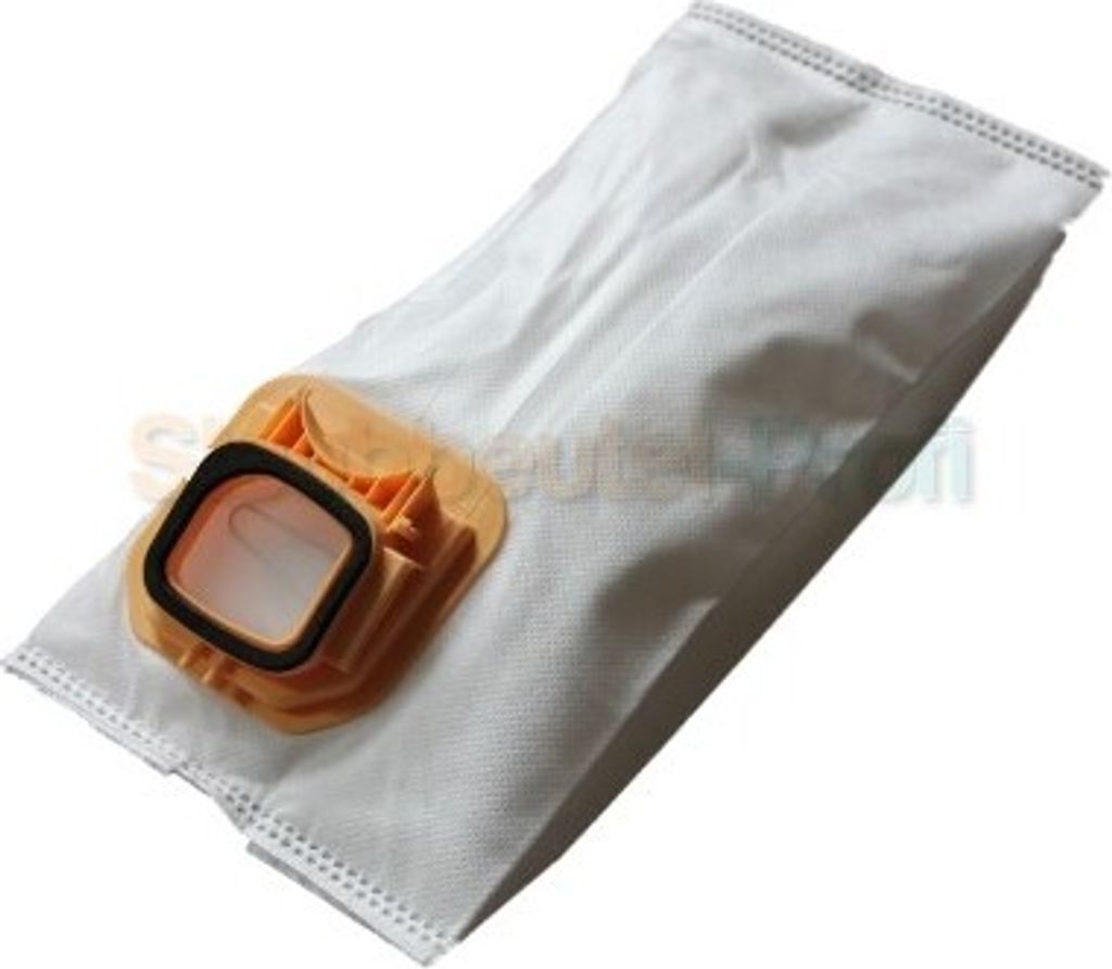 A vacuum cleaner dust bag is shown against a white background.