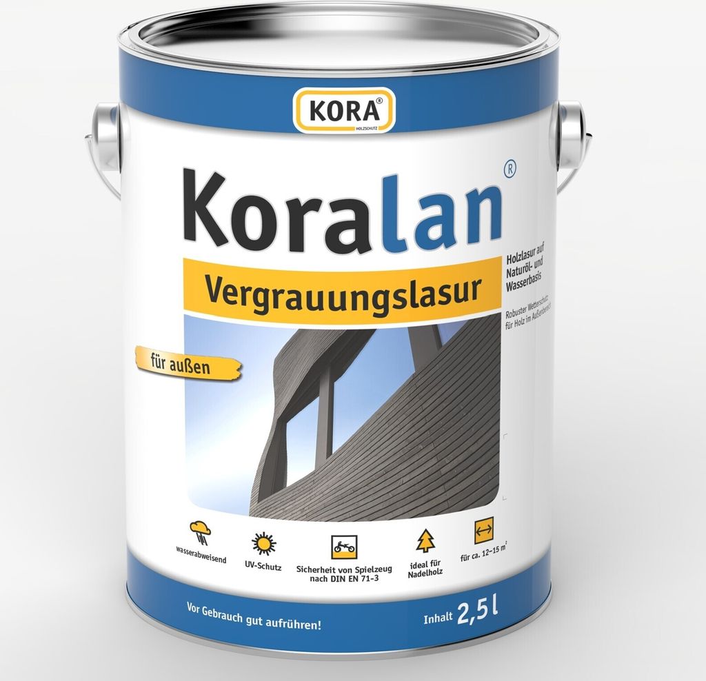 A can of KORALAN Vergrauungslasur wood stain.