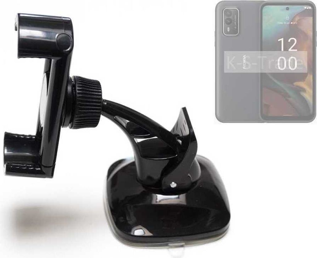 K-S-Trade kompakte Handy-Halterung Windschutzscheibe kompatibel mit HMD XR21 Armaturenbrett schwarz Autohalterung KFZ Halter Scheiben-Halterung