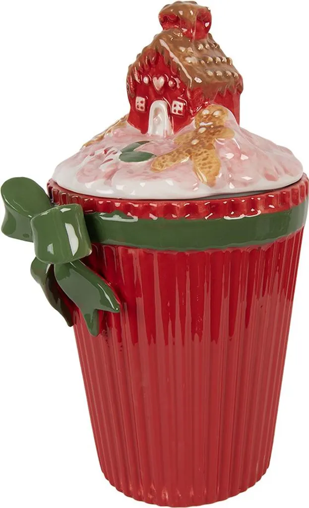 Couvercle Céramique Rouge 27 cm Clayre & Eef Style Rétro pour Bocal - 3