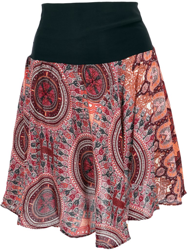 Luftiger Minirock, Boho Sommerrock - Rot, Damen, Viskose, Röcke