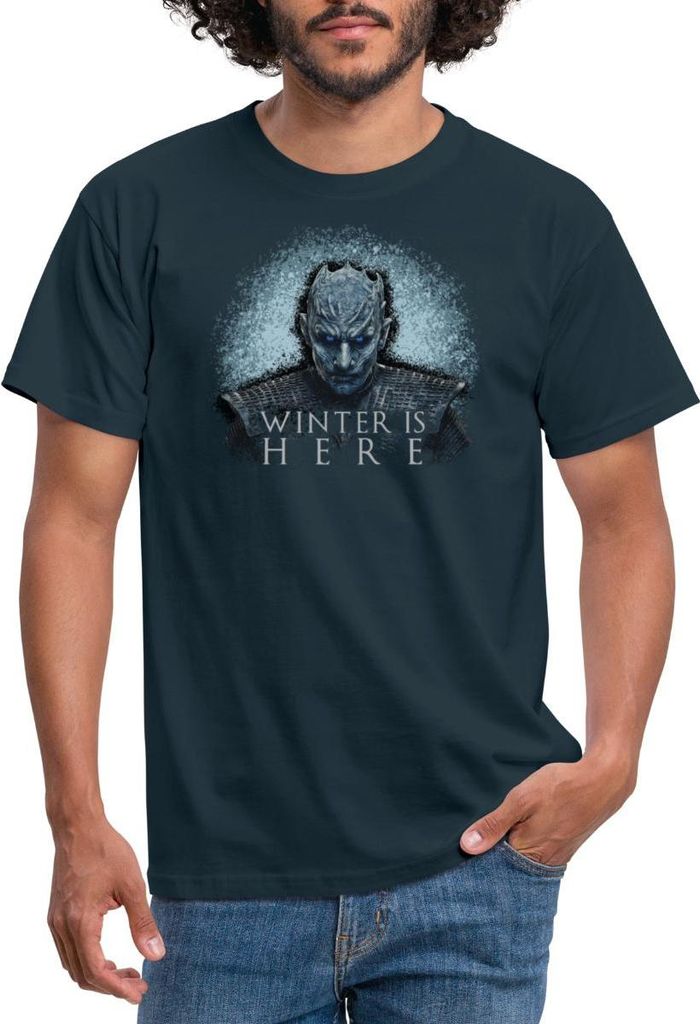 Spreadshirt Game Of Thrones Night King Winter Is Here Männer T-Shirt, S, Navy
