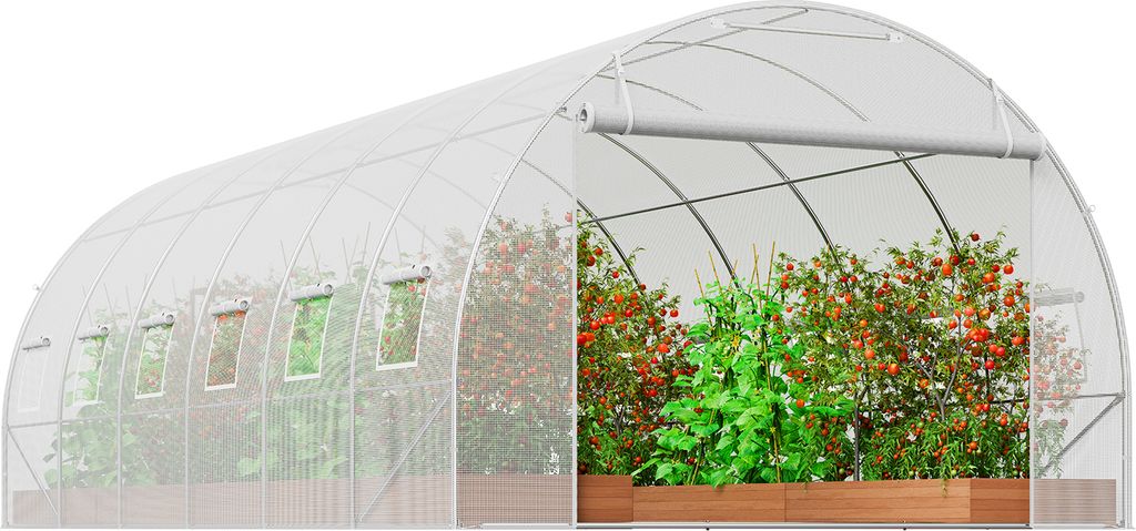 SucceBuy begehbares Tunnel-Gewächshaus, 5,8 x 2,8 x 2,0 m großes Foliengewächshaus, Pflanzen-Tunnelhaus mit verzinktem Stahlrahmen, weißer PE-A...