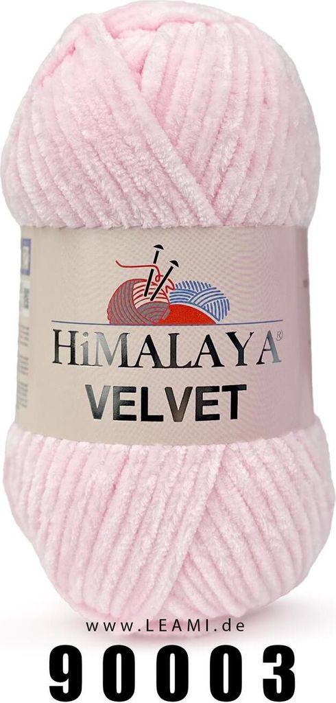 A ball of pink Himalaya Velvet yarn is shown against a white background.