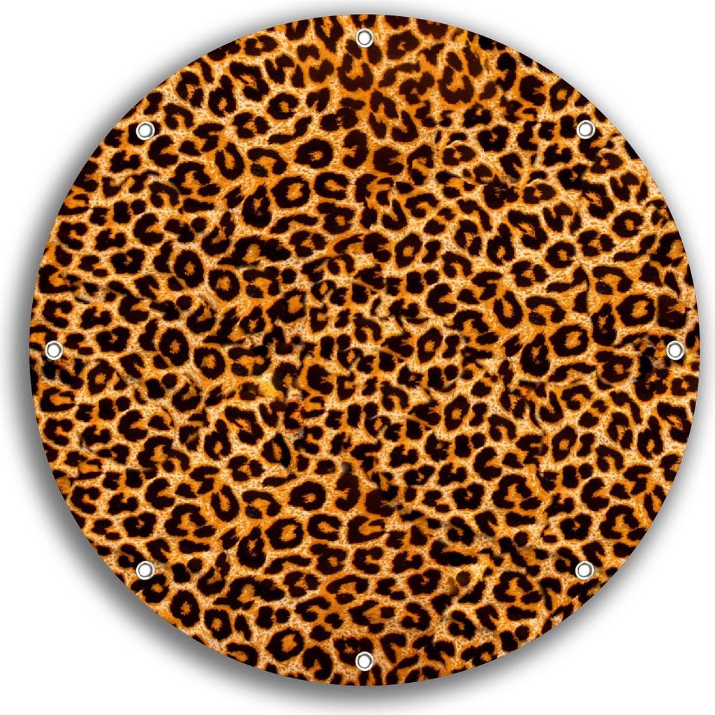 Wallario rundes Outdoor-Poster für Garten oder Balkon, Motiv Leopardenmuster in orange schwarz, 30 cm Durchmesser