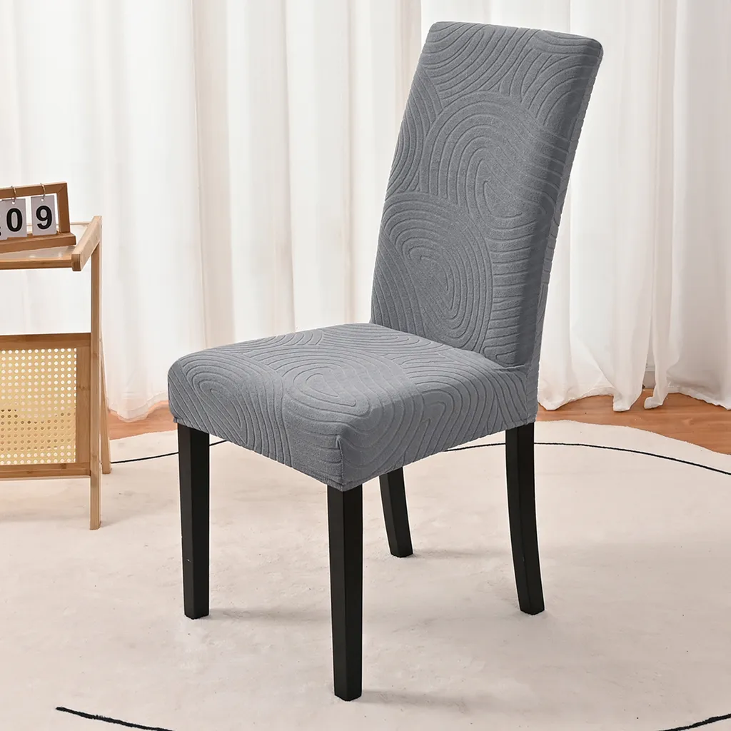 Set 4 Coprisedia Jacquard Grigio Impermeabili | Fodere Sedie Sala Pranzo - 4