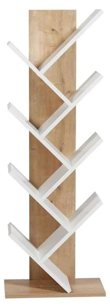 Étagère Bibliothèque Bicolore en Bois Chêne et Blanc CALICOSY