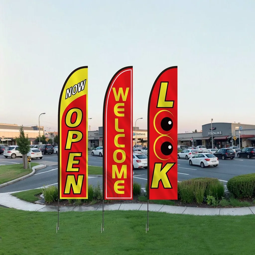 Oriflamme Publicitaire Extérieur - Pack de 2 Drapeaux Open et Welcome Pro - 8