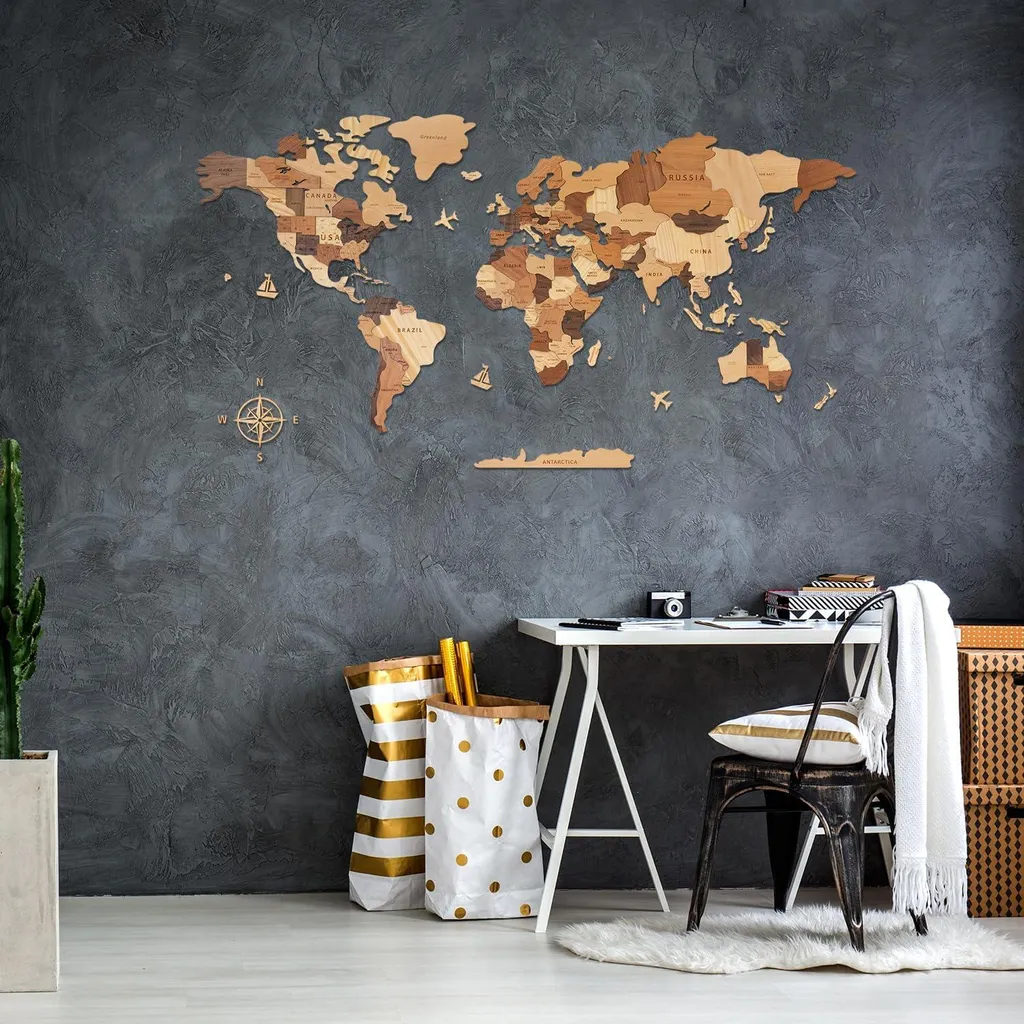 Déco Murale Carte du Monde pour Chambre - Vinyle Grande Taille Facile