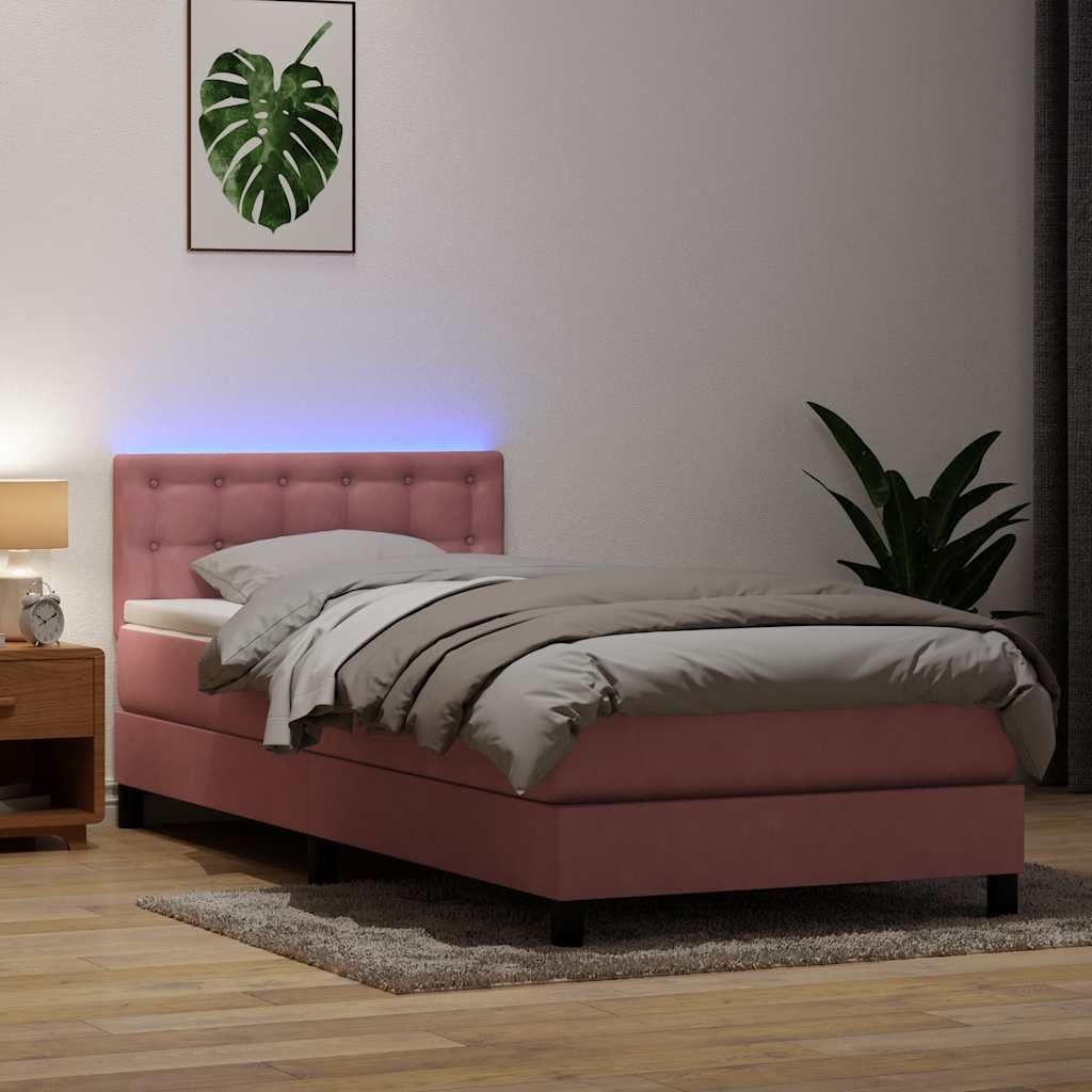 Maison Exclusive - Boxspringbett mit Matratze & LED Rosa 90x210 cm Samt