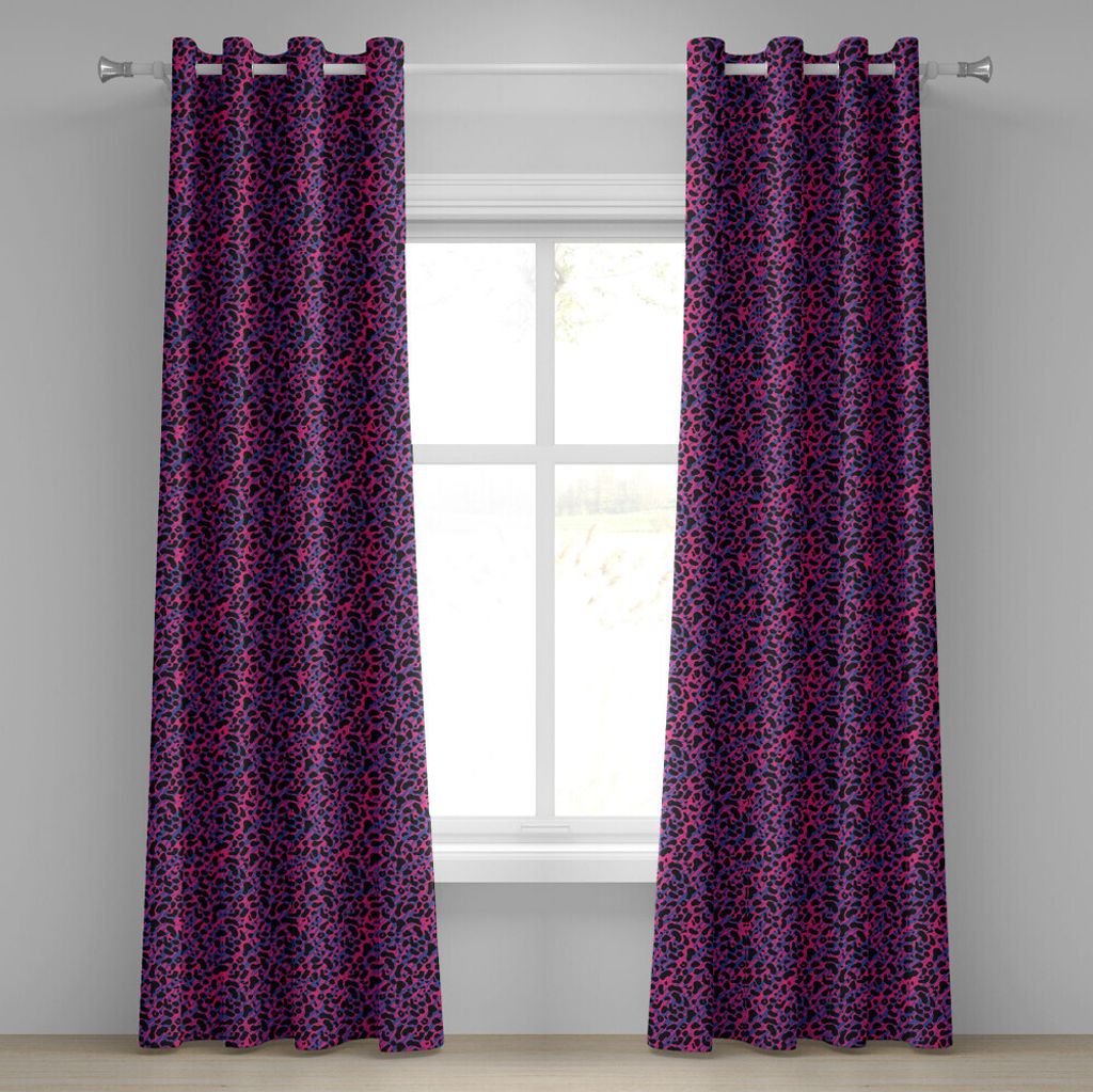 ABAKUHAUS Urwald Ösenvorhang, 80er Jahre Stil Vintage Leopard Skin Leuchtende Farben African Tiger Safari, Dekorative 2-Panel-Fenstervorhänge, 28...