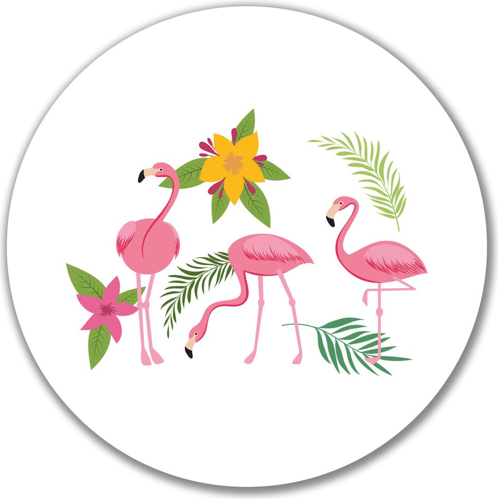 Huuraa Aufkleber Flamingos Comic 10cm rund Sticker Geschenkidee