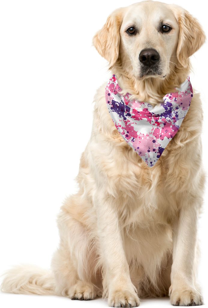 ABAKUHAUS Abstrakt Haustier Bandana, Farbflecken, 55x55 cm, Rosa, Lila, Weiß