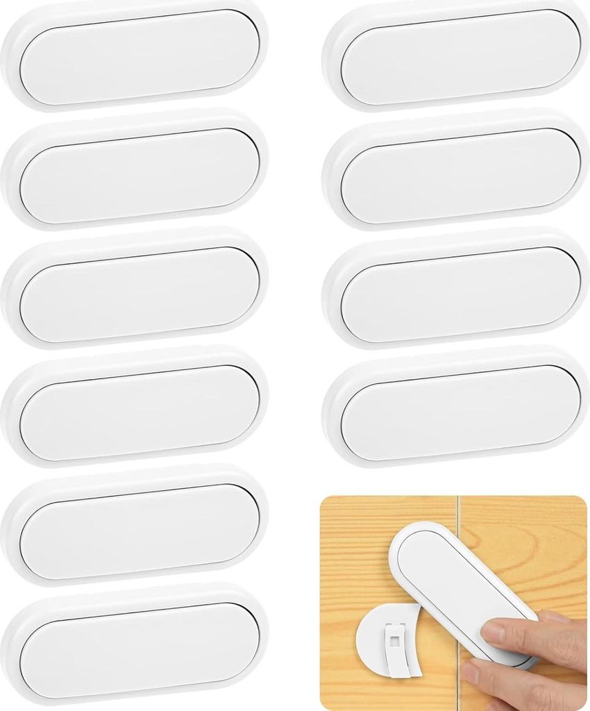 Kindersicherungsschlösser - 10 Stück Kindersicherheitsschlösser für Schränke, Türen und Schubladen - weiß