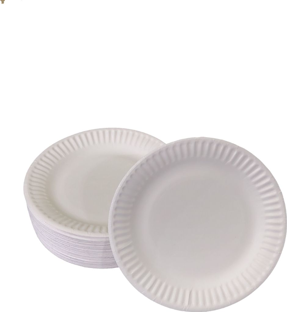 100 flache Pappteller weiß rund Durchmesser 15 cm Produktbild 
