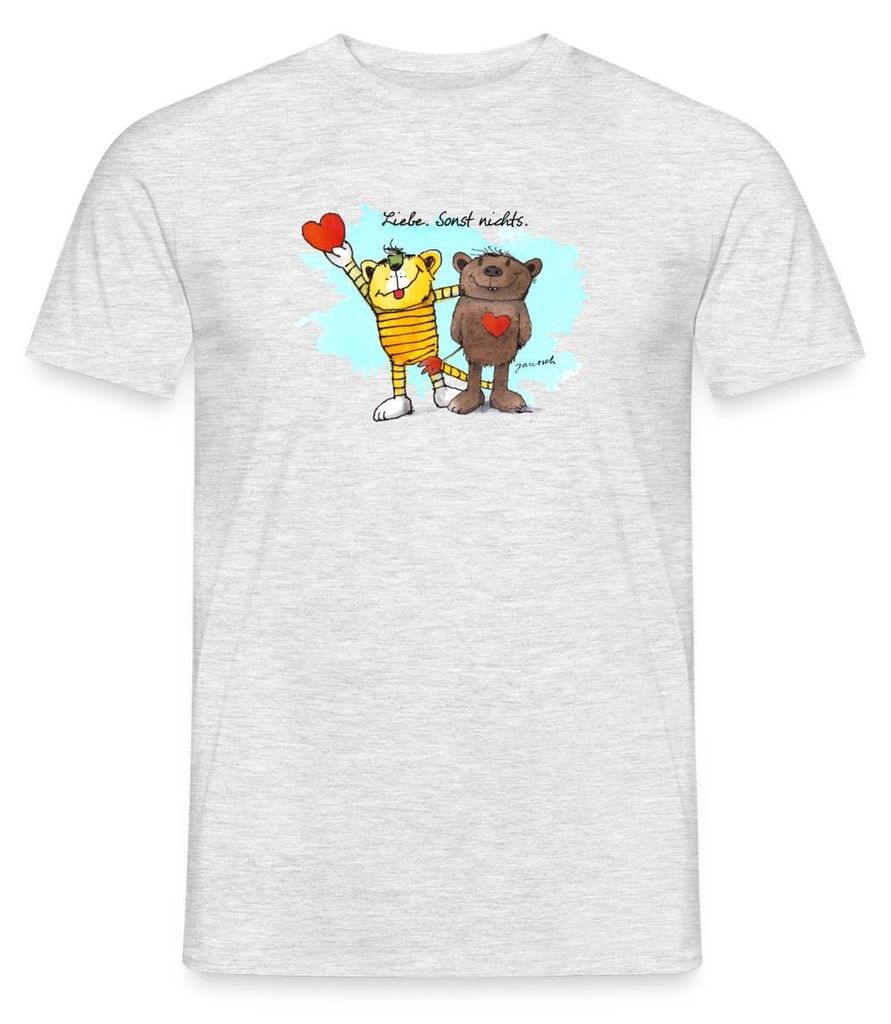 Spreadshirt Janosch Tiger Und Bär Beste Freunde Liebe Männer T-Shirt, L, Grau meliert