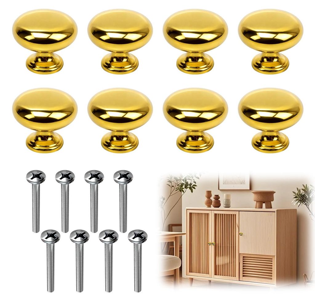 Schubladengriff, runde Möbelknöpfe mit Hochglanzfinish, goldene Schrankgriffe für verschiedene Möbelstücke, runde Schubladengriffe für den t...