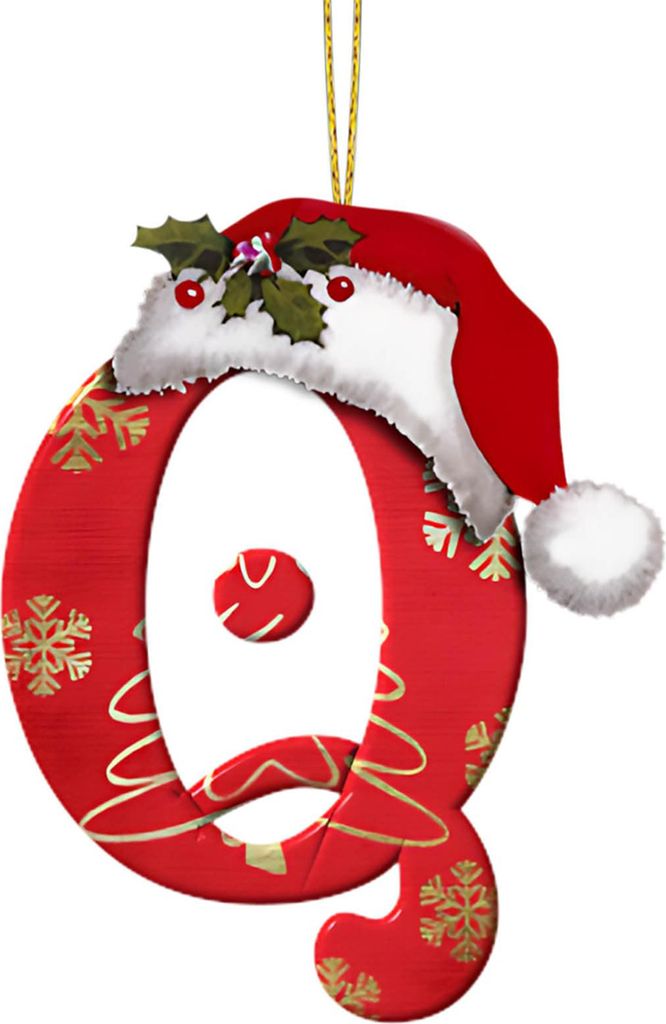Weihnachtsbuchstaben-Anhänger aus Acryl, 2D-Flachbuchstaben, zum Aufhängen, Ornament, Weihnachtsbaum, Weihnachtsmütze, Buchstaben-Dekoration fü...