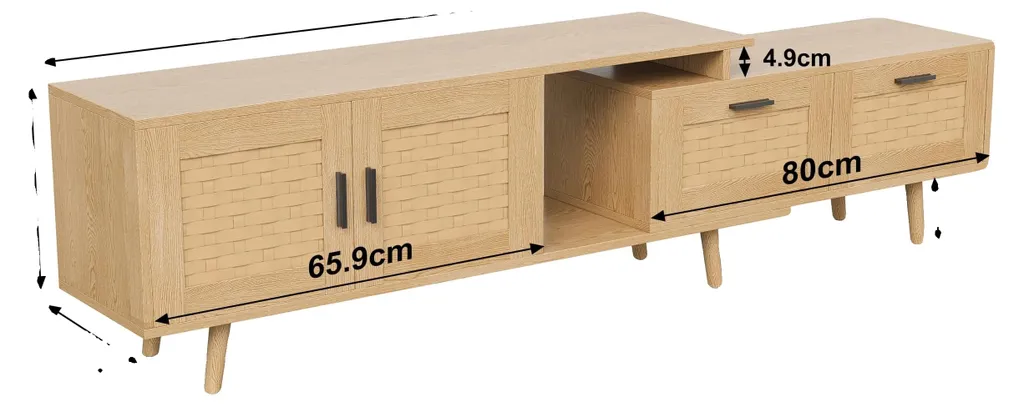 Banc TV moderne et modulable en bois de chêne Série Loft