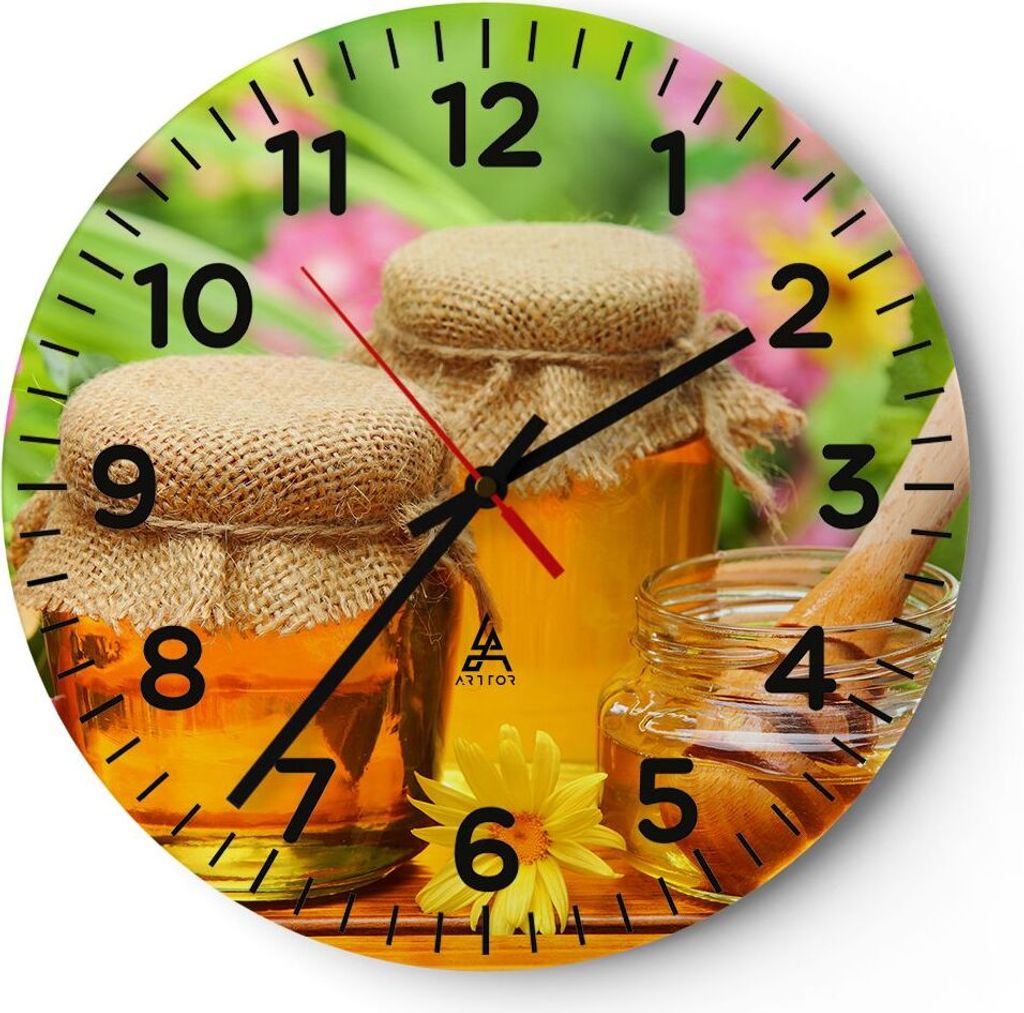 Wanduhr - Rund - Glasuhr - Honig Glas Glas Vitamin - 40x40cm - Schleichendes Uhrwerk - Lautlos - zum Aufhängen bereit - Dekoration Modern - Wandde...