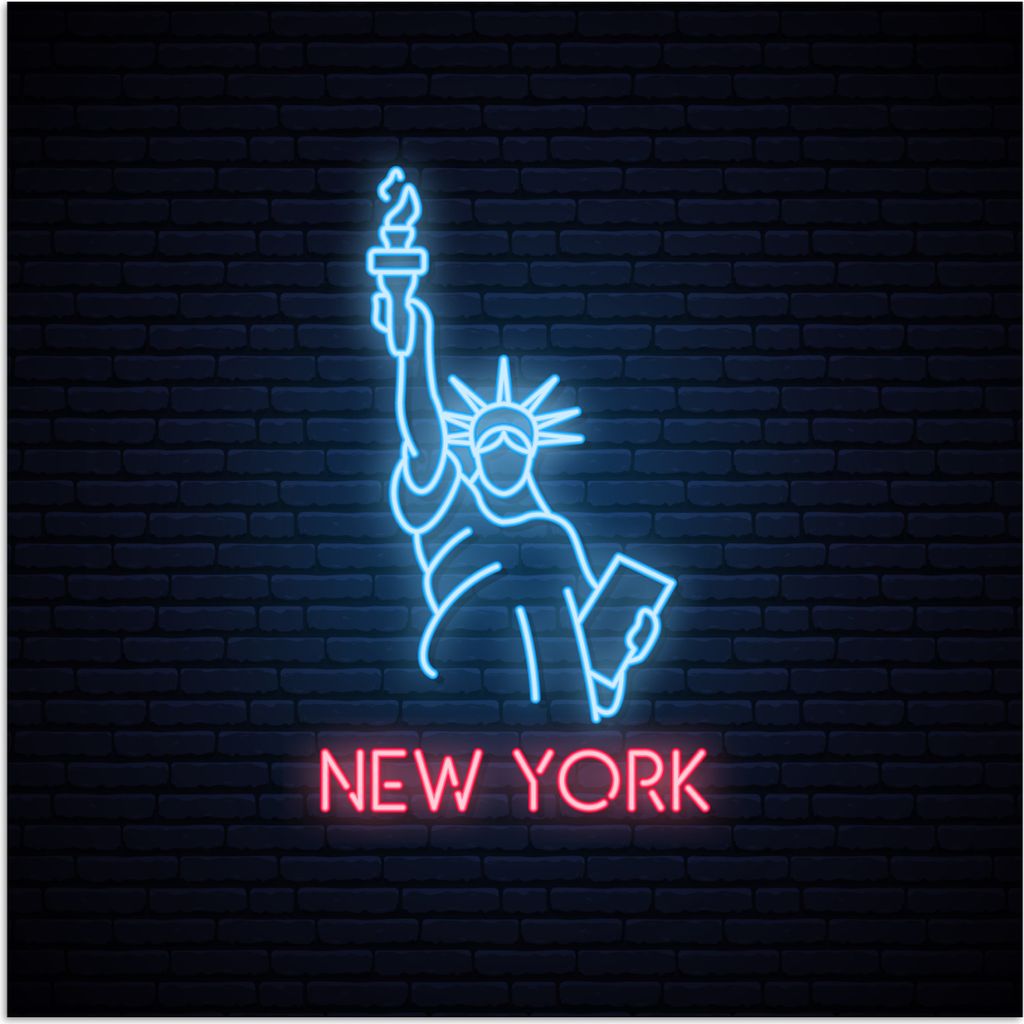 MuchoWow Poster New York - Wappen - Freiheitsstatue 50x50 cm - Wohnzimmerdekoration