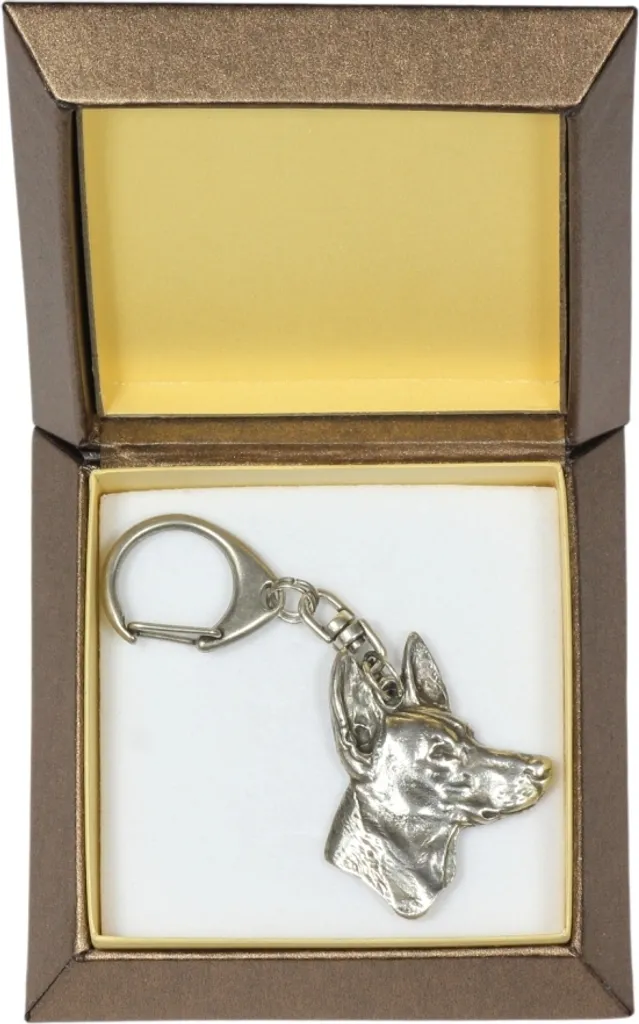 Porte-clés Pharaoh Hound Chien du Pharaon Art-Dog argenté avec son coffret