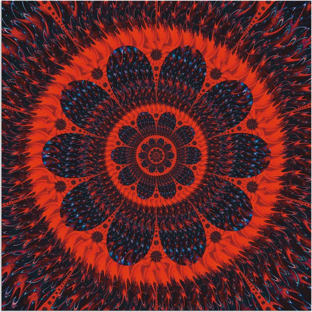ARTland Wandbild Alu für Innen & Outdoor Patchwork Blüte Größe: 40x40 cm
