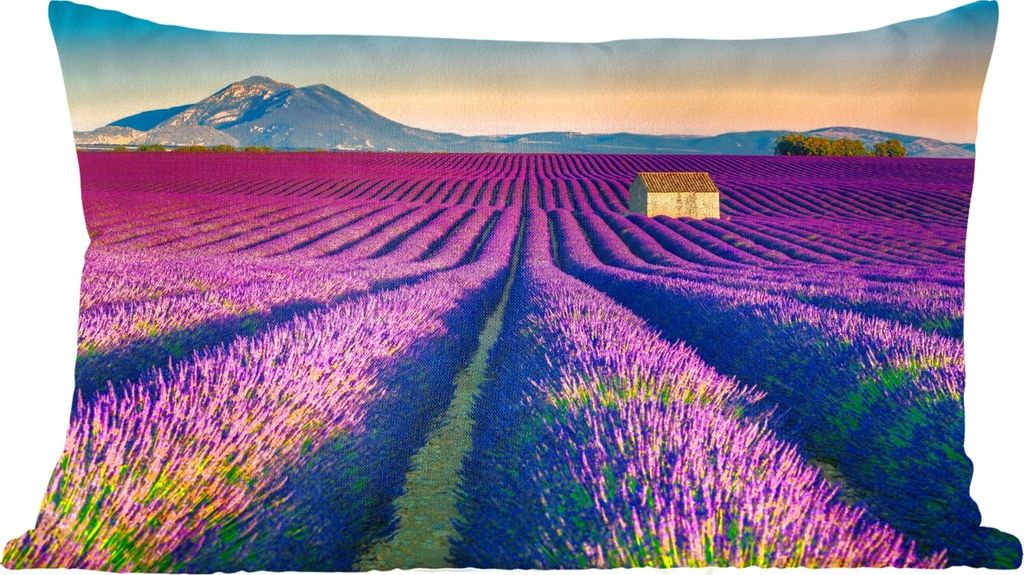 MuchoWow Zierkissen Sofakissen Wohnzimmer Dekokissen 50x30 cm Lavendel - Berg - Blumen - Wohnzimmerdekoration - Polster mit Photo