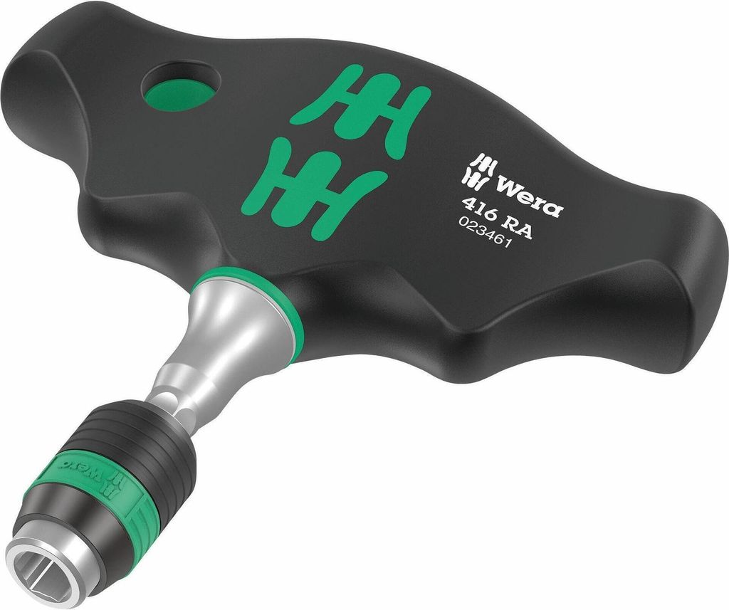 416 RA Quergriff-Bits-Handhalter Wera, Ratschenfunktion, Rapidaptor, 1/4" x 45