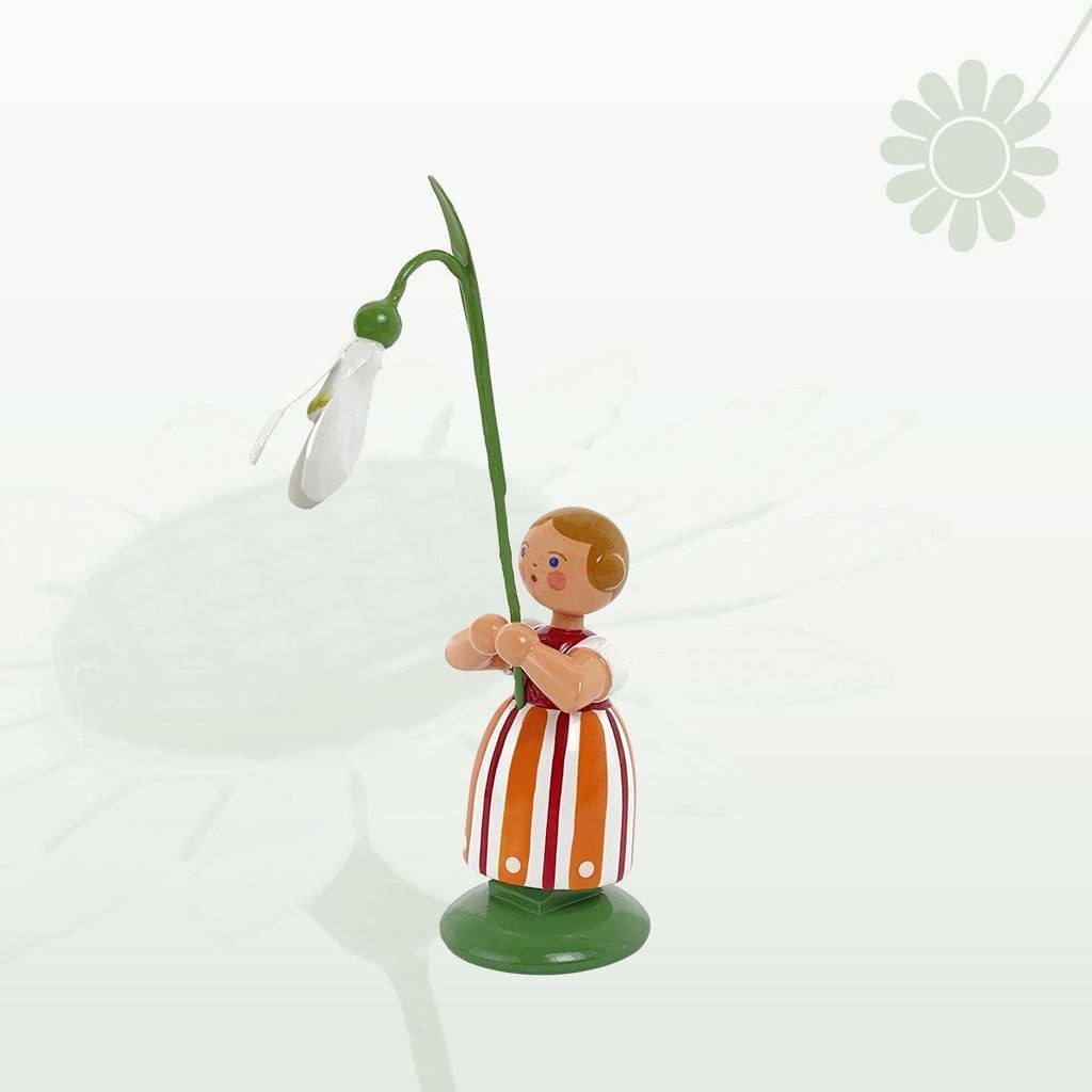 Miniaturfigur Blumenmädchen mit Schneeglöckchen Höhe 12cm NEU