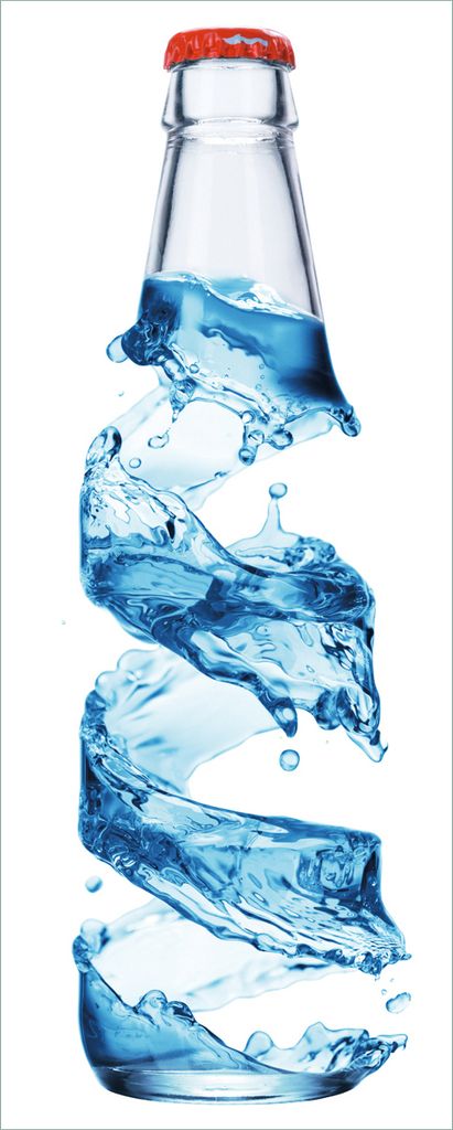 Wallario Poster - Strudel in der Wasserflasche, Kunstdruck Größe: 50 x 125 cm