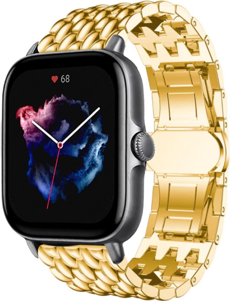 Strap-it Amazfit GTS 3 Stahl-Drachenarmband (Gold)