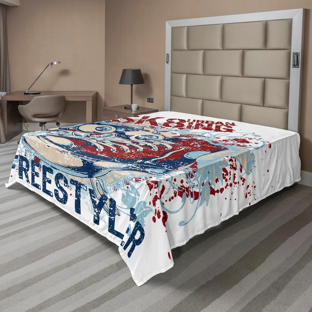 Drap de Lit Skateboard 260x228 cm Anti-Pli pour Chambre Moderne