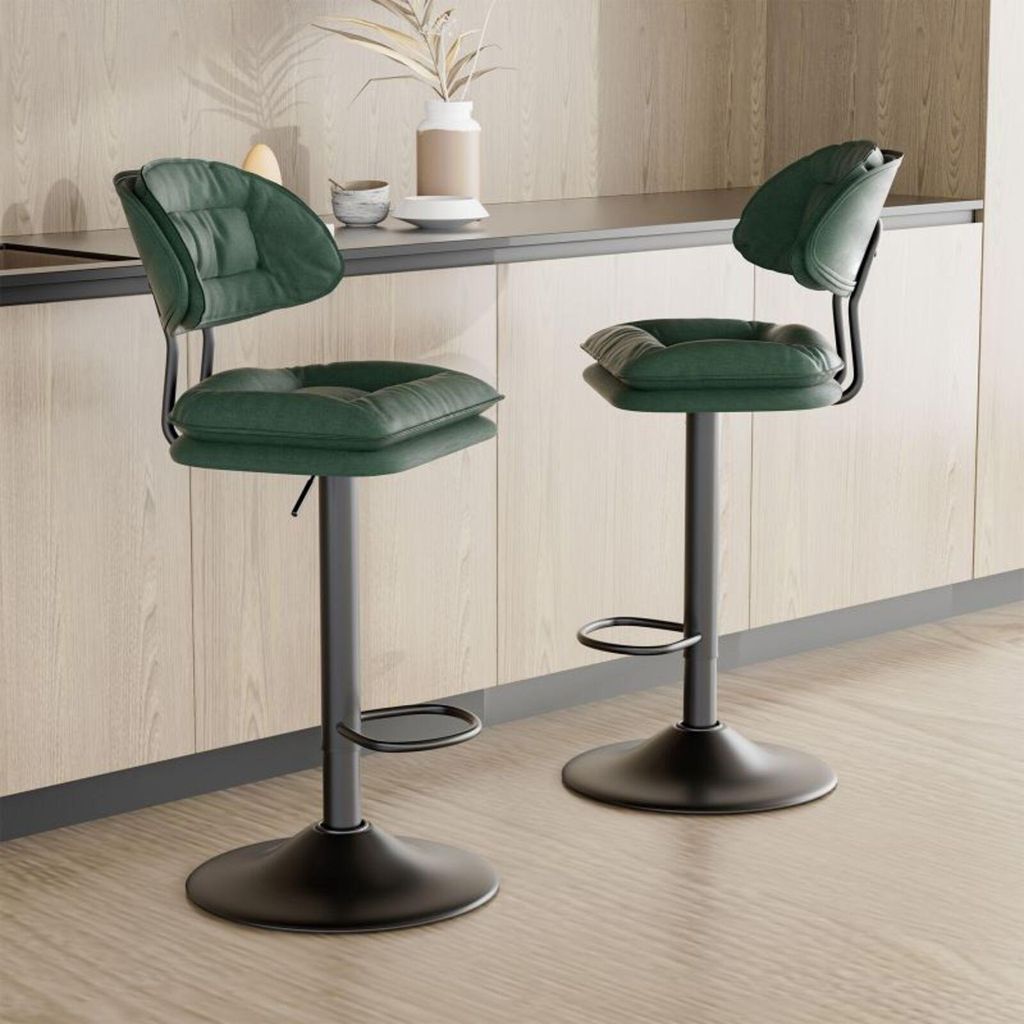 Hawthyhome Barhocker 2er Set Ergonomische Gepolsterte Barhocker mit Rückenlehne, Verstellbare Doppellagige Barstuhl Grün