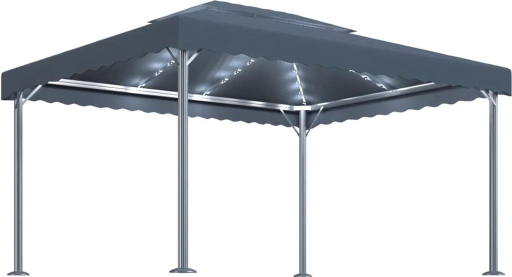 vidaXL Pavillon mit LED-Lichterkette 400x300 cm Anthrazit Aluminium