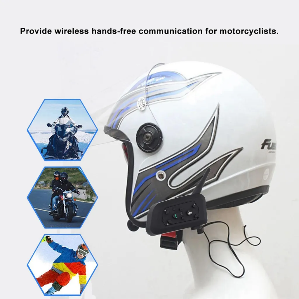 Intercom Moto V6 Plus 1200m Étanche avec Bluetooth pour 6 Participants - 6